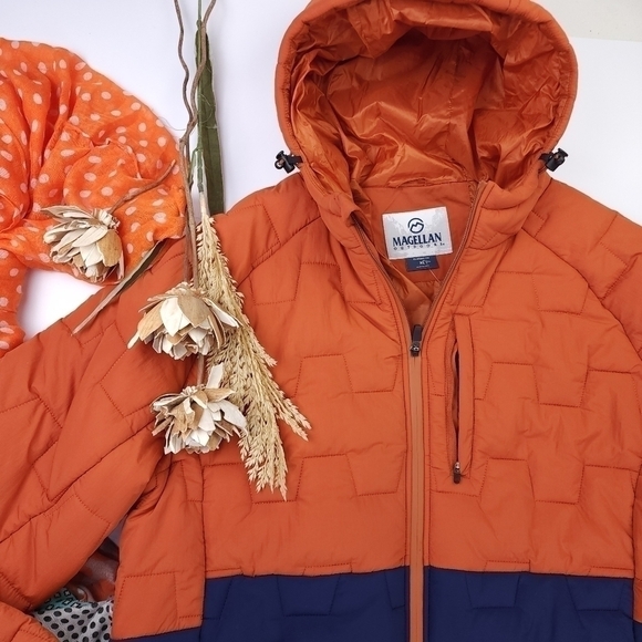 New Magellan Orange Blue Men's Puffer Coat Sz XL - Picture 10 of 14